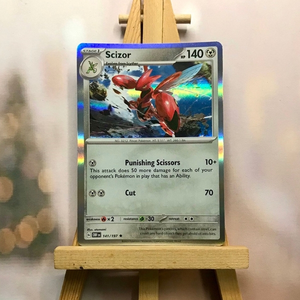 Thẻ hình Pokemon Scizor 141/197 - Lá bài Obsidian Flames Rare Reverse Holo tiếng Anh chính hãng