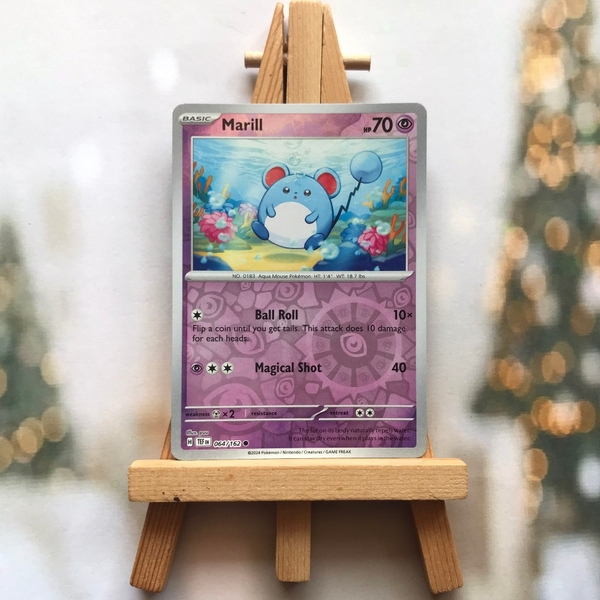 Thẻ hình Pokemon Marill 064/162 - Lá bài lẻ Temporal Forces Common Reverse Holo tiếng Anh chính hãng