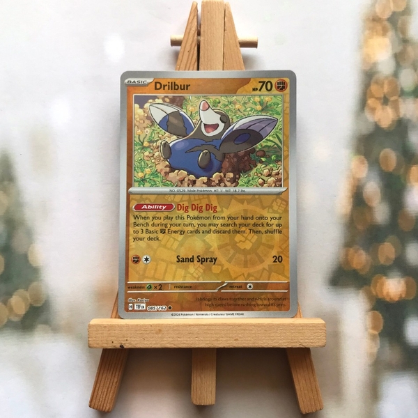 Thẻ hình Pokemon Drilbur 085/162 - Lá bài lẻ Temporal Forces Common Reverse Holo tiếng Anh chính hãng ảnh 2