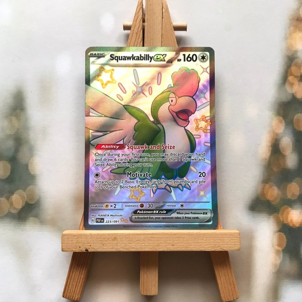 Thẻ hình Pokemon Squawkabilly ex 223/091 - Lá bài Scarlet & Violet: Paldean Fates Shiny Ultra Rare tiếng Anh chính hãng ảnh 2