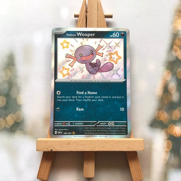 Thẻ hình Pokemon Paldean Wooper 180/091 - Lá bài lẻ Paldean Fates Shiny Rare tiếng Anh chính hãng