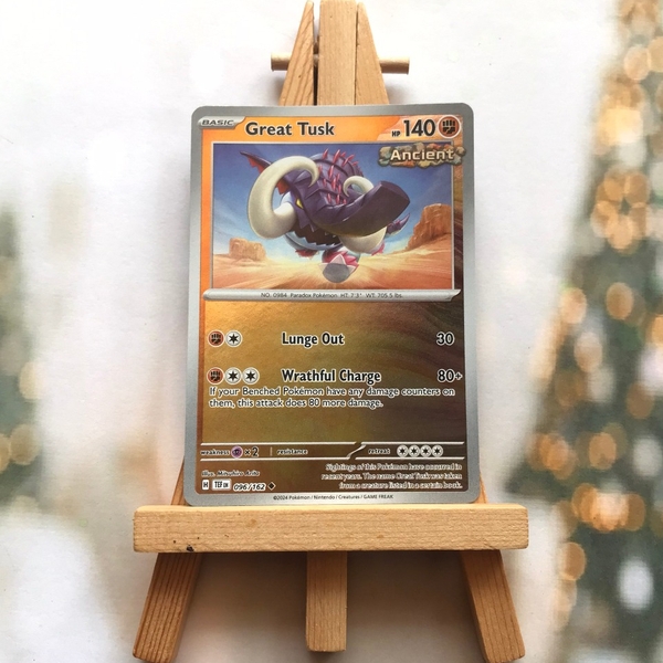 Thẻ hình Pokemon Great Tusk 096/162 - Lá bài lẻ Temporal Forces Uncommon Reverse Holo tiếng Anh chính hãng