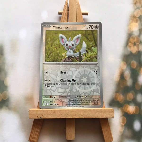 Thẻ hình Pokemon Minccino 136/162 - Lá bài lẻ Temporal Forces Common Reverse Holo tiếng Anh chính hãng