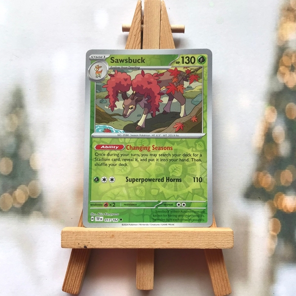 Thẻ hình Pokemon Sawsbuck 017/162 - Lá bài lẻ Temporal Forces Reverse Holo tiếng Anh chính hãng