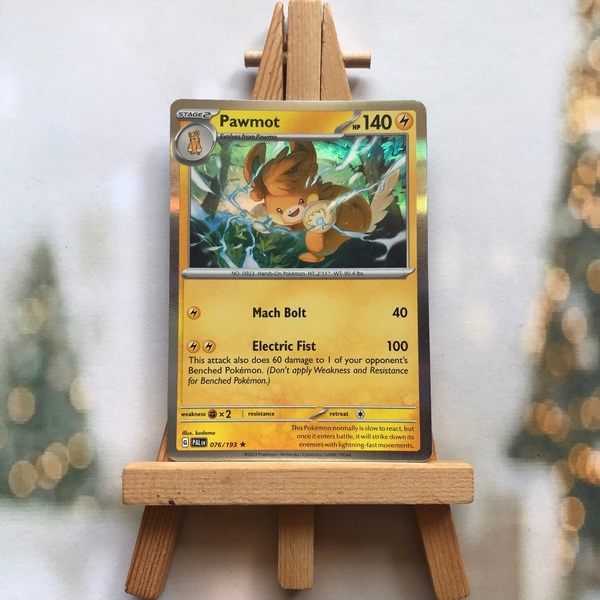 Thẻ hình Pokemon Pawmot 076/193 - Lá bài lẻ Scarlet & Violet: Paldea Evolved Holo Rare Reverse Holo tiếng Anh chính hãng ảnh 2