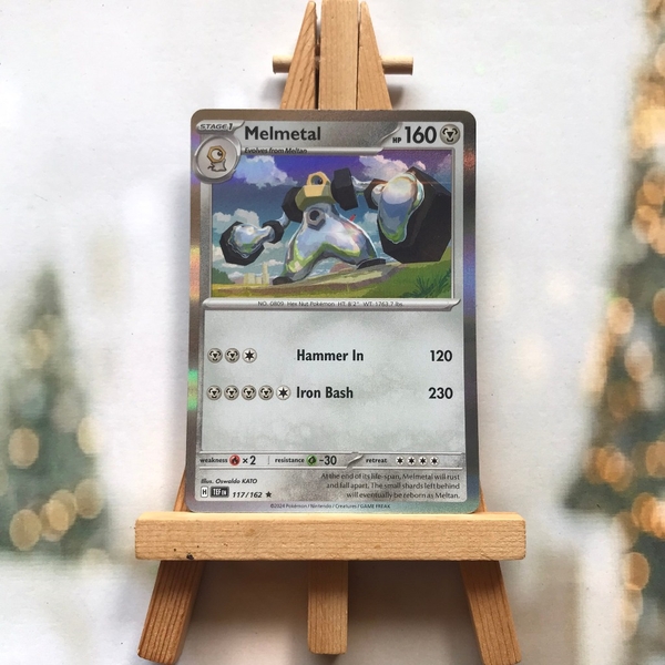 Thẻ hình Pokemon Melmetal 117/162 - Lá bài Scarlet & Violet: Temporal Forces Holo Rare Reverse Holo tiếng Anh chính hãng ảnh 4