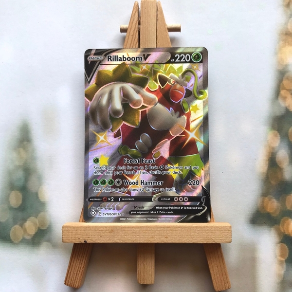Thẻ hình Pokemon Rillaboom V SV105/SV122 - Lá bài lẻ Shiny Rare tiếng Anh chính hãng