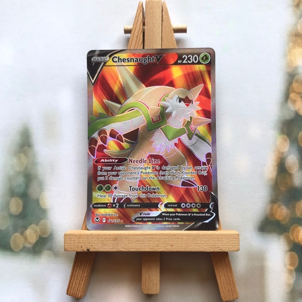 Thẻ hình Pokemon Chesnaught V 171/195 - Lá bài lẻ Silver Tempest Full Art Ultra Rare tiếng Anh chính hãng