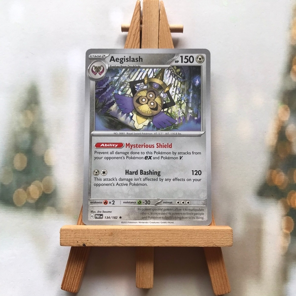 Thẻ hình Pokemon Aegislash 134/182 - Lá bài lẻ Scarlet Violet Paradox Rift Holo Rare Reverse Holo tiếng Anh ảnh 2