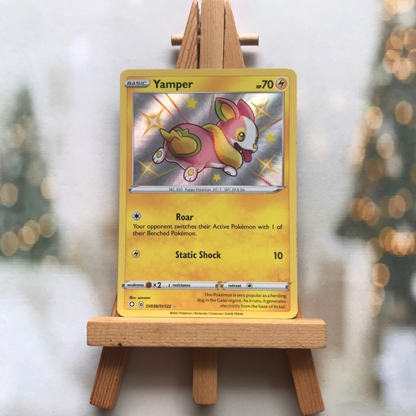 Thẻ hình Pokemon Yamper SV39/SV122 - Lá bài lẻ Shiny Rare tiếng Anh chính hãng