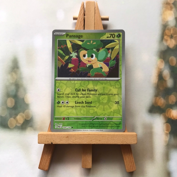 Thẻ hình Pokemon Pansage 004/182 - Lá bài lẻ Paradox Rift Common Reverse Holo tiếng Anh chính hãng