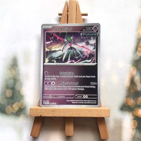 Thẻ hình Pokemon Iron Valiant 080/162 - Lá bài lẻ Temporal Forces Holo Rare Reverse Holo tiếng Anh chính hãng ảnh 3