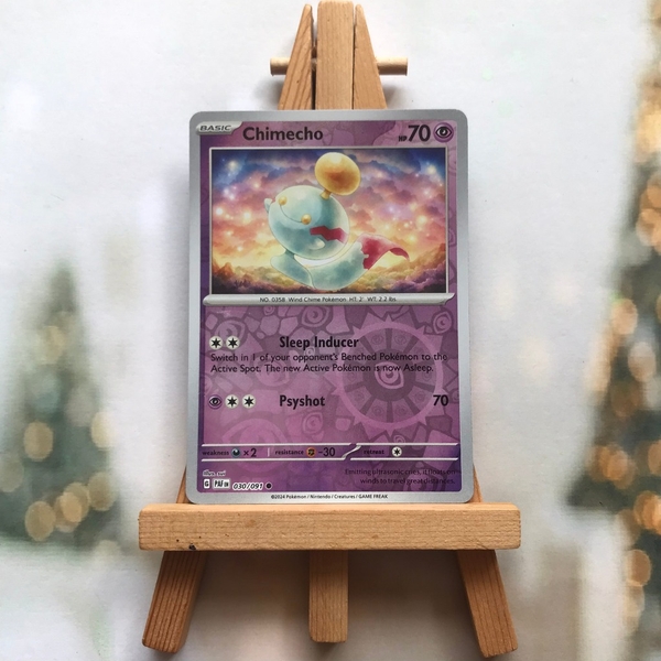 Thẻ hình Pokemon Chimecho 030/091 - Lá bài lẻ Paldean Fates Common Reverse Holo tiếng Anh chính hãng ảnh 2