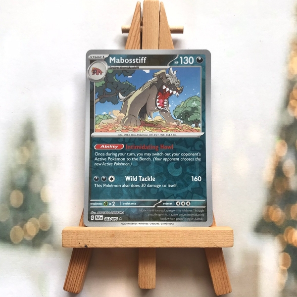 Thẻ hình Pokemon Mabosstiff 063/091 - Lá bài lẻ Paldean Fates Holo Rare Reverse Holo tiếng Anh chính hãng ảnh 2