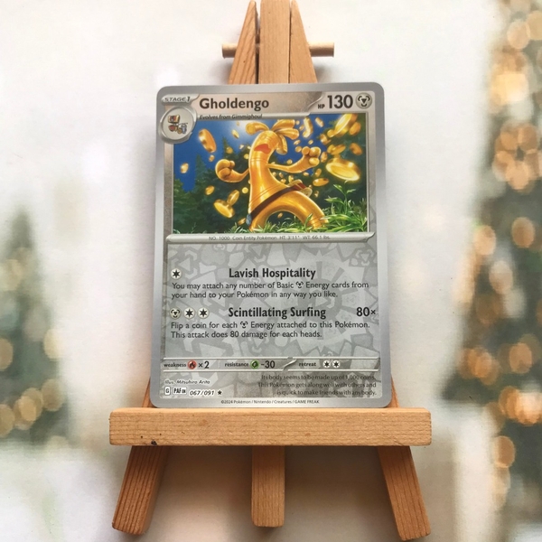 Thẻ hình Pokemon Gholdengo 067/091 - Lá bài lẻ Paldean Fates Holo Rare Reverse Holo tiếng Anh chính hãng ảnh 2