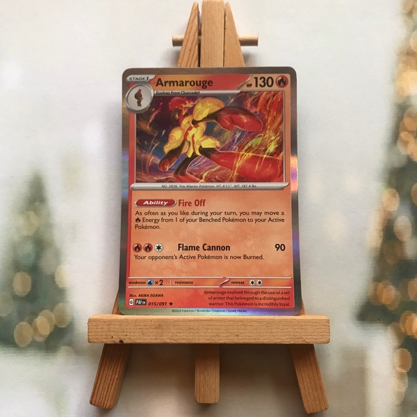 Thẻ hình Pokemon Armarouge 015/091 - Lá bài Paldean Fates Holo Rare Reverse Holo tiếng Anh chính hãng ảnh 3
