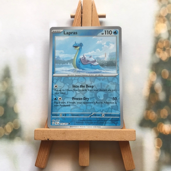 Thẻ hình Pokemon Lapras 016/091 - Lá bài lẻ Paldean Fates Common Reverse Holo tiếng Anh chính hãng