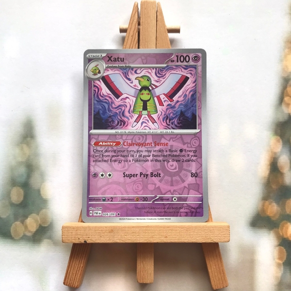 Thẻ hình Pokemon Xatu 026/091 - Lá bài lẻ Scarlet & Violet: Paldean Fates Holo Rare Reverse Holo tiếng Anh chính hãng ảnh 3