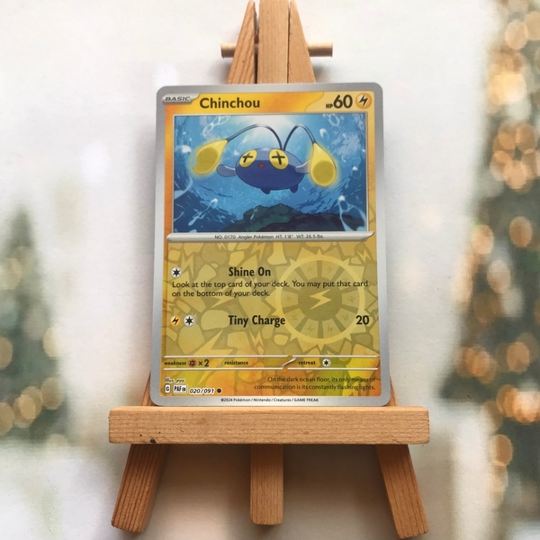 Thẻ hình Pokemon Chinchou 020/091 - Lá bài lẻ Paldean Fates Common Reverse Holo tiếng Anh chính hãng