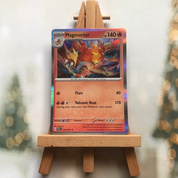 Thẻ hình Pokemon Magmortar 010/091 - Lá bài lẻ Paldean Fates Rare Reverse Holo tiếng Anh ảnh 4