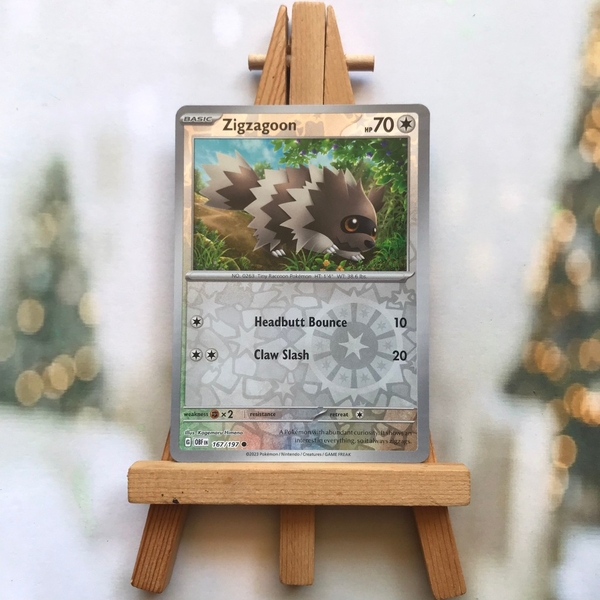 Thẻ hình Pokemon Zigzagoon 167/197 - Lá bài Scarlet & Violet: Obsidian Flames Common Reverse Holo tiếng Anh chính hãng