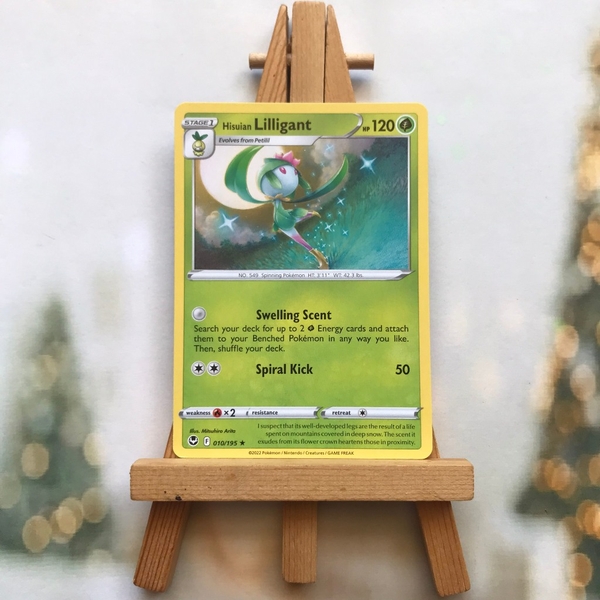 Thẻ hình Pokemon Hisuian Lilligant 010/195 -Lá bài lẻ Sword&Shield Silver Tempest Rare Reverse Holo tiếng Anh chính hãng ảnh 3