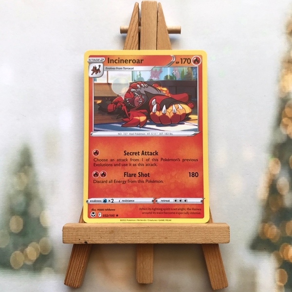 Thẻ hình Pokemon Incineroar 032/195 - Lá bài lẻ Sword & Shield: Silver Tempest Rare Reverse Holo tiếng Anh chính hãng ảnh 2