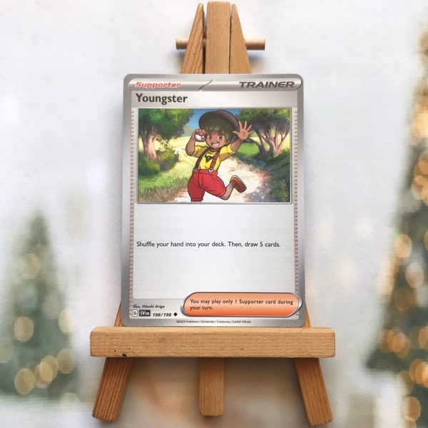 Thẻ hình Pokemon Youngster 198/198 - Lá bài lẻ Scarlet & Violet Base Set Uncommon Reverse Holo tiếng Anh chính hãng ảnh 2