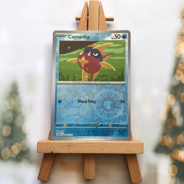 Thẻ hình Pokemon Carvanha 046/197 - Lá bài lẻ Obsidian Flames Common Reverse Holo tiếng Anh chính hãng