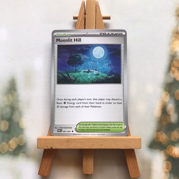 Thẻ hình Pokemon Moonlit Hill 081/091 - Lá bài lẻ Paldean Fates Uncommon Reverse Holo tiếng Anh chính hãng ảnh 4