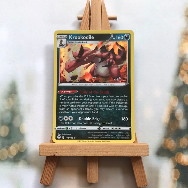 Thẻ hình Pokemon Krookodile 113/195 - Lá bài lẻ Sword&Shield Silver Tempest Holo Rare Reverse Holo tiếng Anh chính hãng ảnh 2