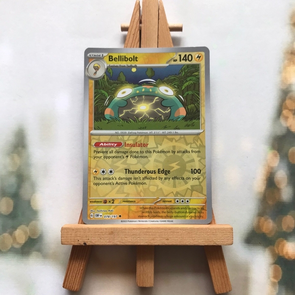 Thẻ hình Pokemon Bellibolt 078/197 - Lá bài lẻ Obsidian Flames Reverse Holo tiếng Anh chính hãng