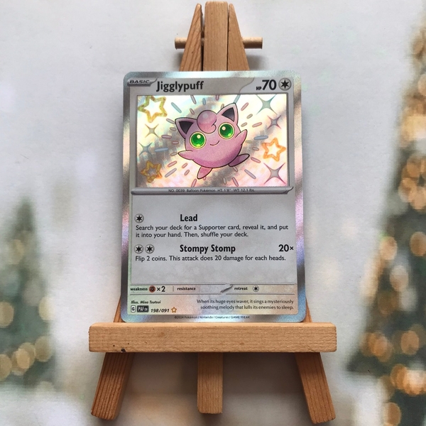 Thẻ hình Pokemon Jigglypuff 198/091 - Lá bài lẻ Paldean Fates Shiny Rare tiếng Anh chính hãng