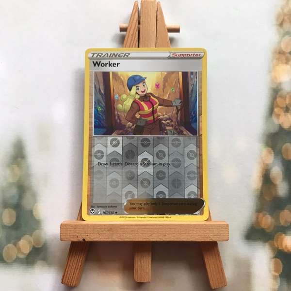 Thẻ hình Pokemon Worker 167/195 - Lá bài Sword & Shield: Silver Tempest Uncommon Reverse Holo tiếng Anh chính hãng ảnh 2