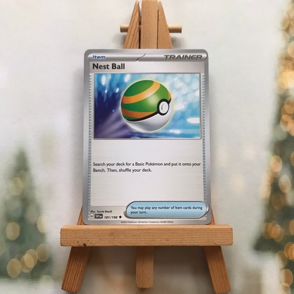 Thẻ hình Pokemon Nest Ball 181/198 - Lá bài Scarlet & Violet Base Set Uncommon Reverse Holo tiếng Anh chính hãng ảnh 3