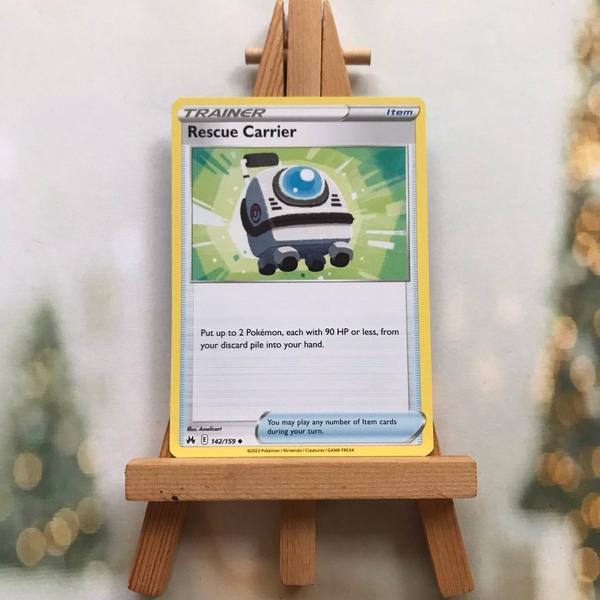 Thẻ hình Pokemon Rescue Carrier 142/159 - Lá bài Sword & Shield Crown Zenith Uncommon Reverse Holo tiếng Anh