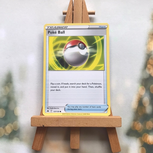 Thẻ hình Pokemon Poke Ball 137/159 - Lá bài Sword & Shield: Crown Zenith Common Reverse Holo tiếng Anh ảnh 3