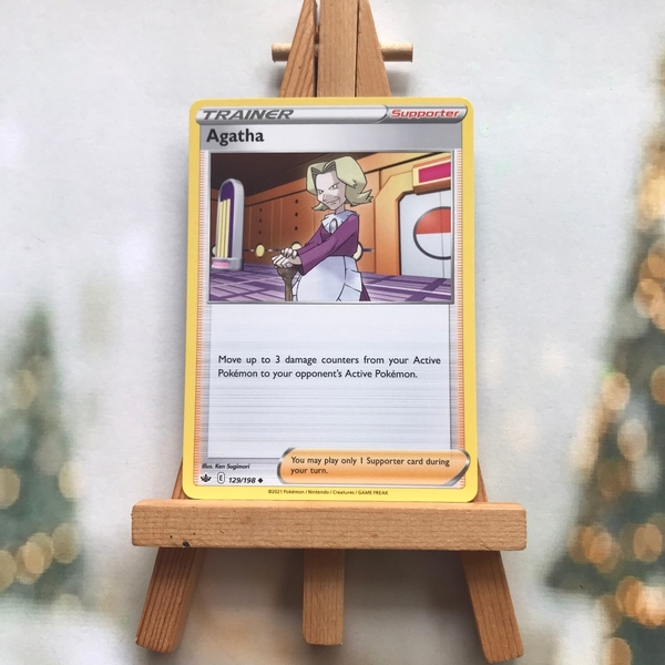 Thẻ hình Pokemon Agatha 129/198 - Lá bài lẻ Uncommon tiếng Anh chính hãng