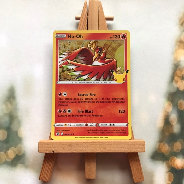 Thẻ hình Pokemon Ho-Oh 1/25 - Lá bài lẻ 25th Celebrations Holo Rare tiếng Anh chính hãng ảnh 2