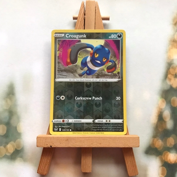 Thẻ hình Pokemon Croagunk 109/195 - Lá bài lẻ Sword & Shield: Silver Tempest Reverse Holo tiếng Anh chính hãng ảnh 2