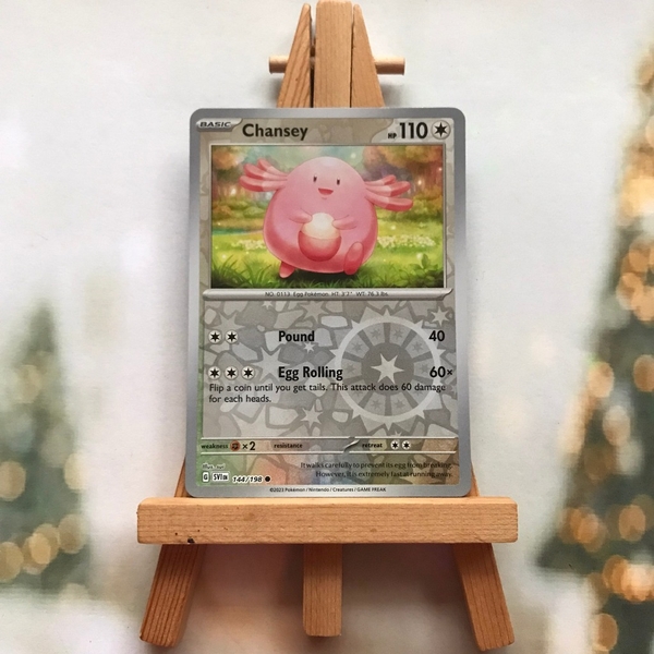 Thẻ hình Pokemon Chansey 144/198 - Lá bài lẻ Scarlet & Violet Base Set Common Reverse Holo tiếng Anh chính hãng ảnh 2