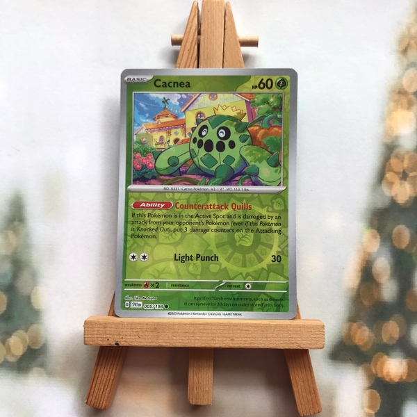 Thẻ hình Pokemon Cacnea 005/198 - Lá bài lẻ Scarlet & Violet Common Reverse Holo tiếng Anh chính hãng ảnh 2