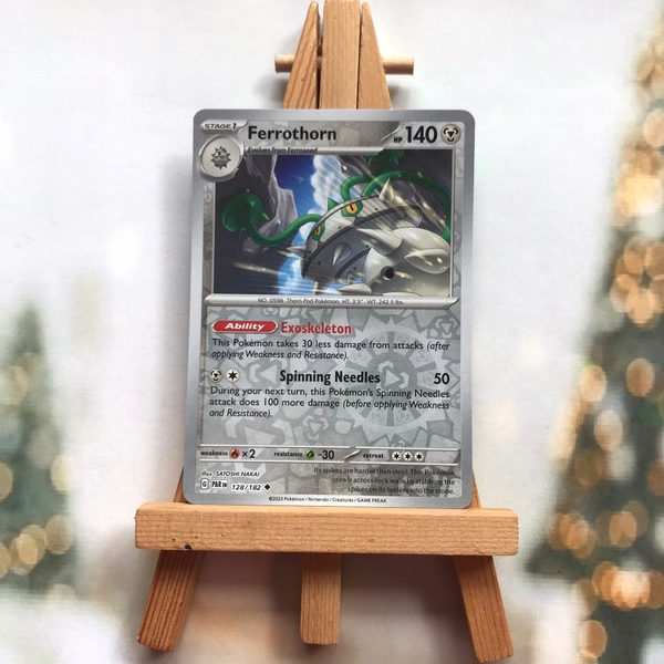 Thẻ hình Pokemon Ferrothorn 128/182 -Lá bài lẻ Scarlet & Violet: Paradox Rift Uncommon Reverse Holo tiếng Anh chính hãng ảnh 2