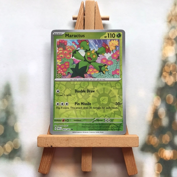 Thẻ hình Pokemon Maractus 003/091 - Lá bài lẻ Scarlet & Violet: Paldean Fates Common Reverse Holo tiếng Anh chính hãng ảnh 2