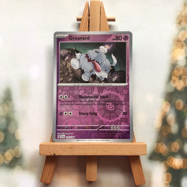 Thẻ hình Pokemon Greavard 105/198 - Lá bài lẻ Scarlet & Violet Base Set Common Reverse Holo Promo tiếng Anh chính hãng ảnh 4