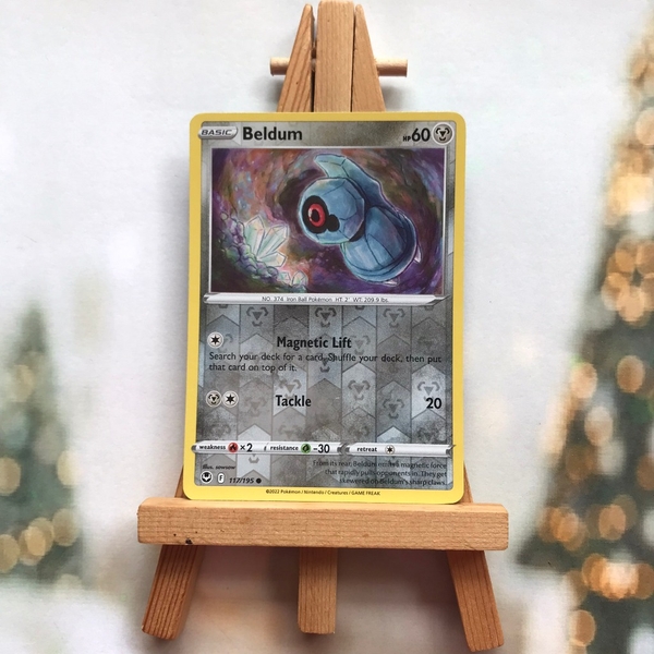 Thẻ hình Pokemon Beldum 117/195 - Lá bài lẻ Sword & Shield: Silver Tempest Reverse Reverse Holo tiếng Anh chính hãng