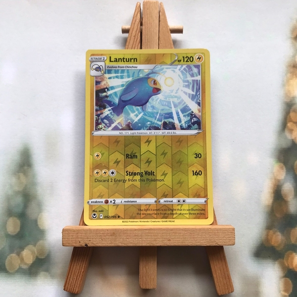 Thẻ hình Pokemon Lanturn 052/195 - Lá bài lẻ Sword & Shield: Silver Tempest Uncommon Reverse Holo tiếng Anh chính hãng ảnh 2