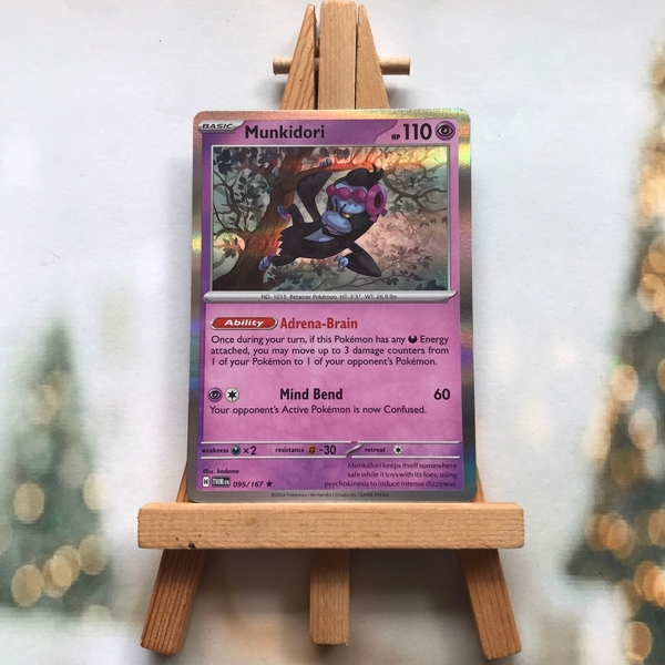 Thẻ hình Pokemon Munkidori 095/167 - Lá bài lẻ SVE Twilight Masquerade Holo Rare Reverse Holo tiếng Anh chính hãng ảnh 2