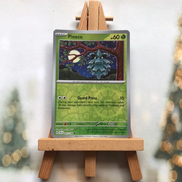 Thẻ hình Pokemon Pineco 001/198 - Lá bài lẻ Scarlet & Violet Base Set Common Reverse Holo tiếng Anh chính hãng