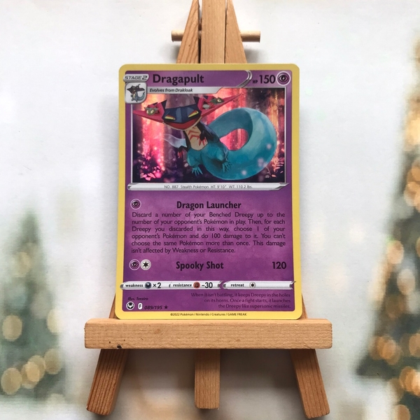 Thẻ hình Pokemon Dragapult 089/195 - Lá bài Sword & Shield: Silver Tempest Holo Rare Reverse Holo tiếng Anh chính hãng